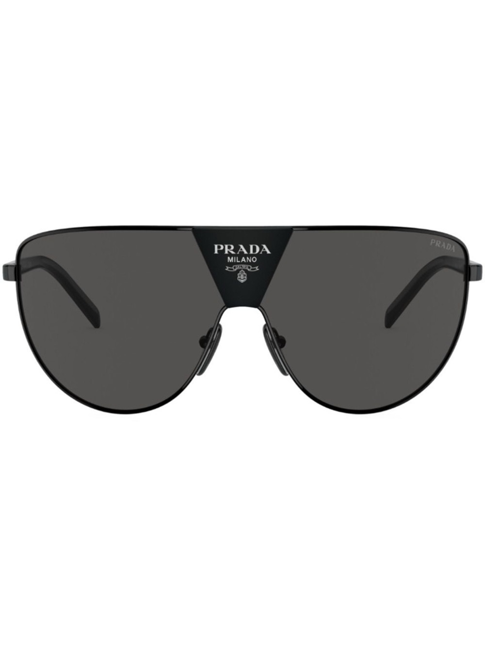 Prada Black Shield Sunglasses with Dark Gray Lenses